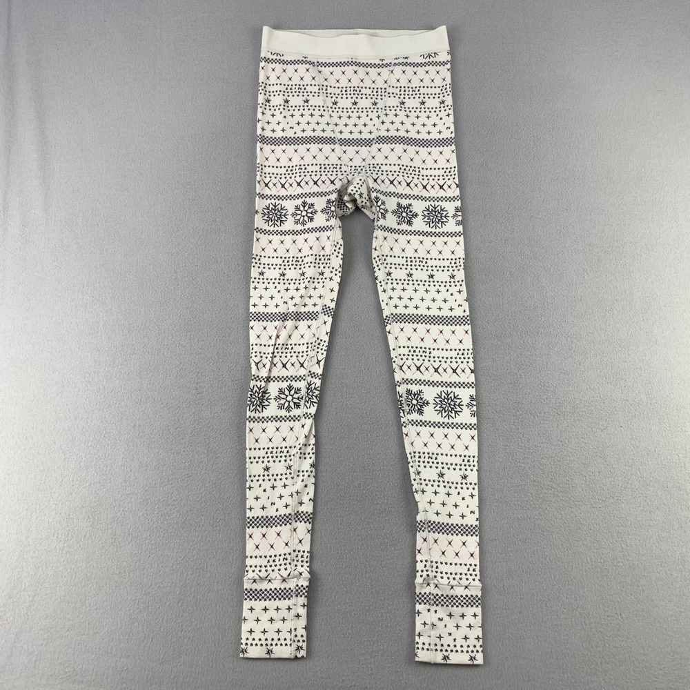 Skims Logo Pointelle Leggings Womens Small Ivory Fair Isle Winter Thermal Pants